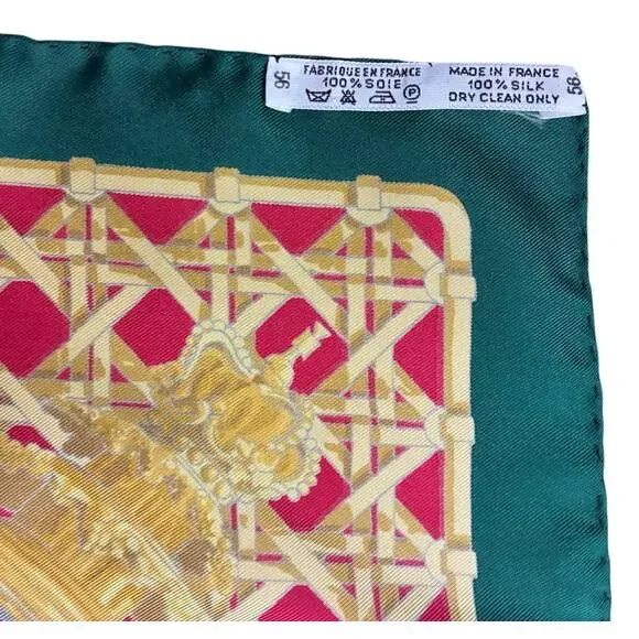 Hermes Feux De Route Vintage 90cm Green Red Silk Scarf Carre - Picture 6 of 9